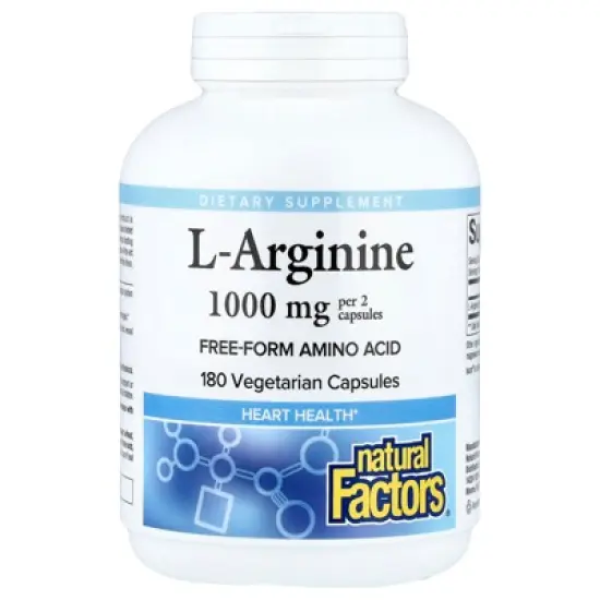 Natural Factors L-Arginine, 180 Vegetarian Capsules (500 mg per Capsule) image {4}