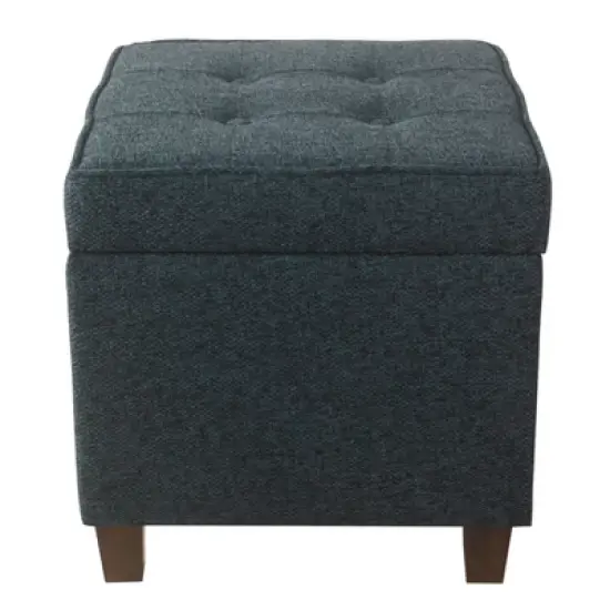 Square Tufted Faux Leather Storage Ottoman - HomePop image {13}