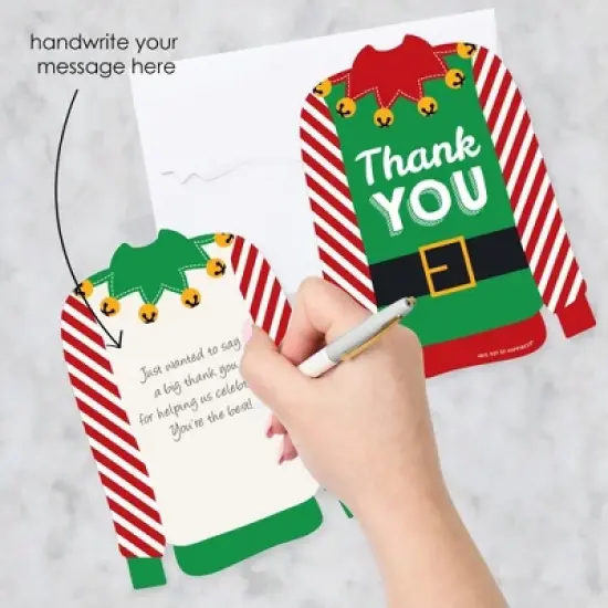 Big Dot of Happiness Ugly Sweater - Shaped Thank You Cards - Holiday and Christmas Party Shaped Thank You Cards with Envelopes - Set of 12 image {1}