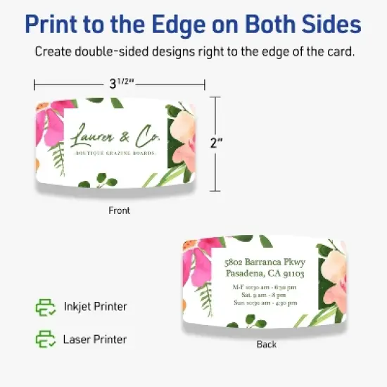 Avery Arched Business Cards, 2" x 3-1/2", Matte White, 80 Total image {5}