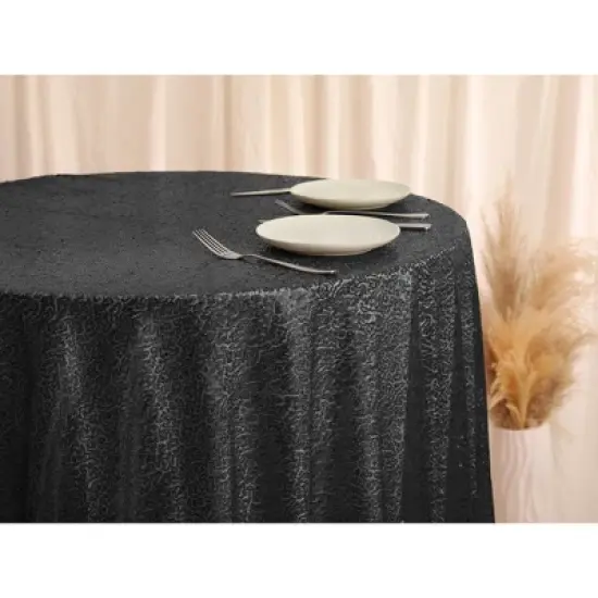 Unique Bargains Polyester Sequin Dining Room Parties Dances Round Tablecloth 1 Pc image {5}