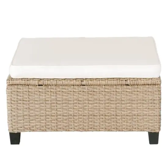 FIONECA 4-Piece UV-Proof Resin Wicker Patio Sofa Set with Retractable Canopy, Cushions & Lift-Top Table, Beige Outdoor Furniture image {10}