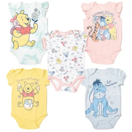 Disney Classics 101 Dalmatians Bambi Dumbo 5 Pack Short Sleeve Bodysuits image {10}