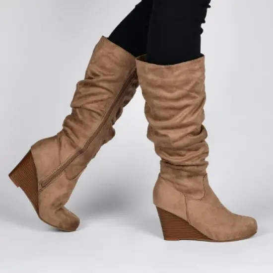 Journee Collection Womens Haze Wide Calf Wedge Knee High Boots image {8}