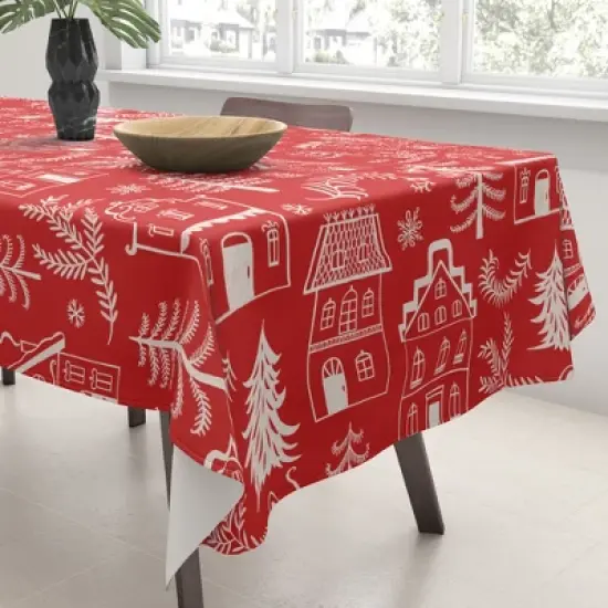 Pimlada Phuapradit Christmas village Red Tablecloth -Deny Designs image {2}