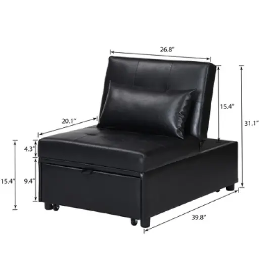Folding Ottoman Sofa Bed BLACK image {15}