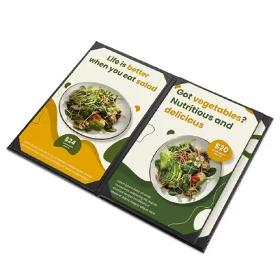 WeChef  8.5 x 14" Menu Covers 10 Packs 4 View Leather Book Style Black Faux Custom Logo Cafe Restaurant Bars image {1}