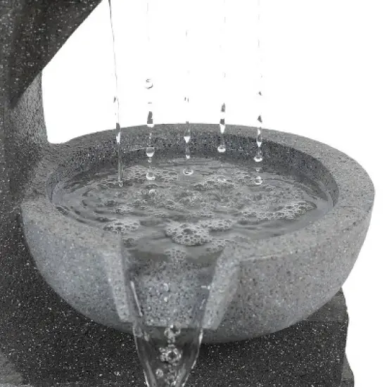 LuxenHome Gray Resin Raining Water Sculpture Outdoor Fountain with LED Lights image {2}