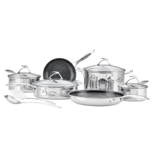 Circulon SteelShield C-Series 10pc Clad Tri-Ply Nonstick Cookware Plus Bonus Utensil Set: Stainless Steel, Induction Safe image {5}