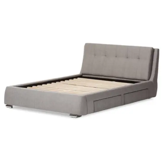 King Camile Modern and Contemporary Fabric Upholstered 4 Drawer Storage Platform Bed Gray - Baxton Studio image {3}
