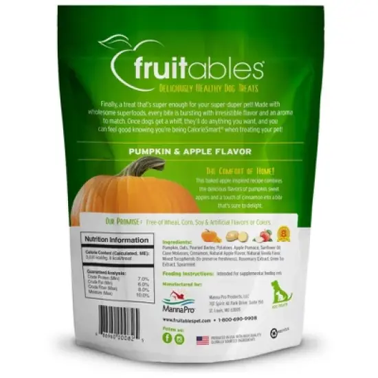 Fruitables Baked Pumpkin & Apple Flavor Healthy Low Calorie Dog Treats - 12oz image {2}
