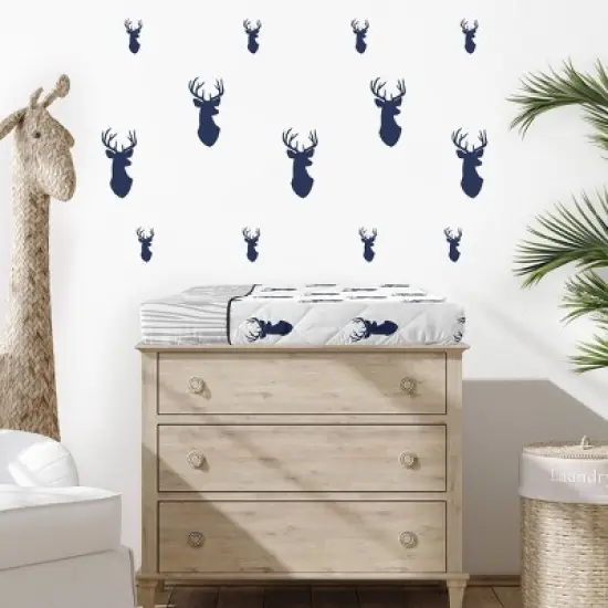 Sweet Jojo Designs Changing Pad Cover - Navy & White Stag image {1}