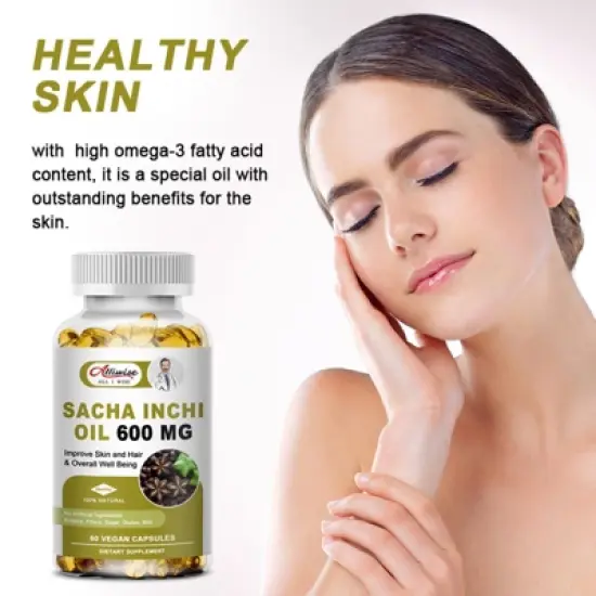 Alliwise Sacha Inchi Oil 600mg Rich Source of Omega 3, 6 and 9 and Antioxidants, Improve Skin & Hair Health, 120 Ct image {3}