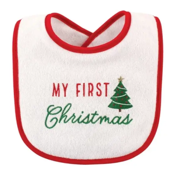 Hudson Baby Infant Cotton Terry Drooler Bibs with Fiber Filling 10pk, Neutral Holiday image {1}