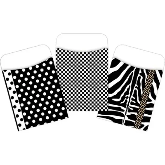 3pk 30ea Black and White Designs Peel & Stick Library Pockets - Barker Creek: Teaching Aid, All Ages, 90 Pieces image {5}