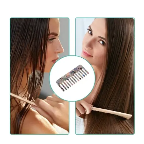 Unique Bargains Anti-Static Hair Comb Wide Tooth for Thick Curly Hair Hair Care Detangling Comb For Wet and Dry Dark 2.5mm Thick 2 Pcs image {4}