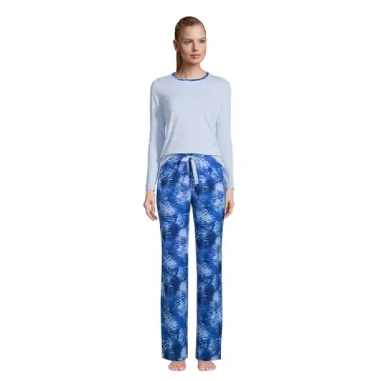 Lands' End Women's Knit Pajama Set Long Sleeve T-Shirt and Pants image {23}