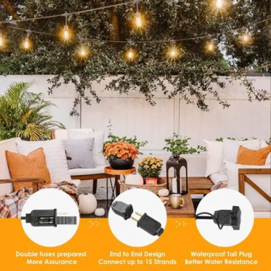 Itopfox 96FT LED Outdoor String Lights, Dimmable Waterproof Patio Lights with Shatterproof Edison Vintage Bulbs for Backyard Porch Garden image {4}