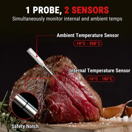 ThermoPro TempSpike Lite 500FT Wireless Meat Thermometer, Bluetooth Meat Thermometer for Grilling and Smoking, Meat Thermometer for BBQ Oven Smoker image {2}