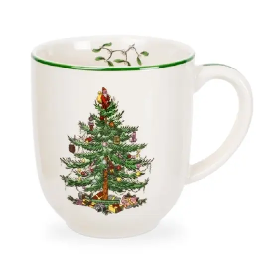 Spode Christmas Tree Cafe Mug (Set of 4) - 14 Oz Ceramic Holiday Coffee Mugs for Tea, Hot Chocolate, Lattes - Microwave & Dishwasher Safe image {1}