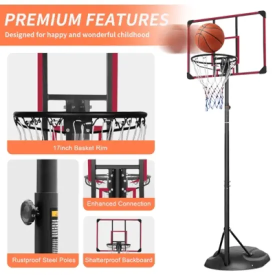 Dexmalle  32'' Backboard In/outdoor Adjustable Height Basketball Hoop System image {2}