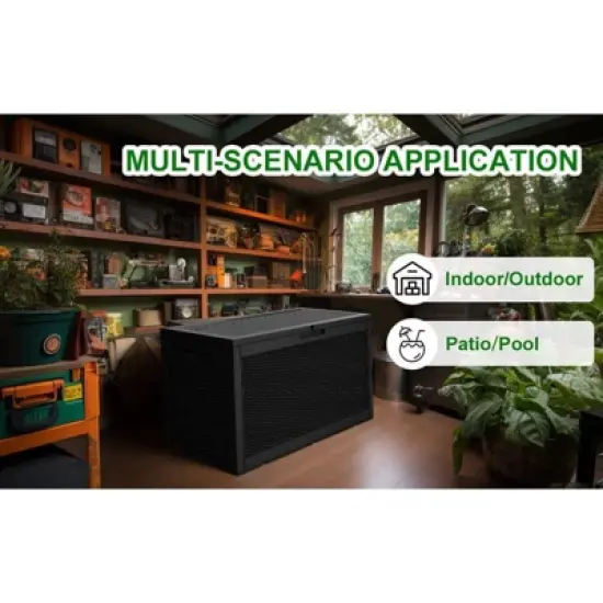 Sersper 100 Gallon Large Resin Deck Box Outdoor Storage Boxes for Patio Furniture,Garden Tools and Pool Supplies-Waterproof,Lockable,Brown image {8}