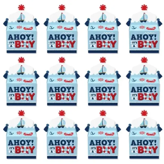 Big Dot of Happiness Ahoy It's a Boy - Treat Box Party Favors - Nautical Baby Shower Goodie Gable Boxes - Set of 12 image {3}