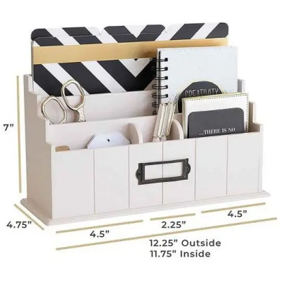 Blu Monaco Light Pink Wooden Mail Organizer - 3-Tier wit Mail Printed on the Front image {6}