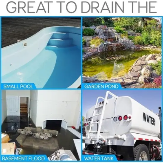 SereneLife Electric Submersible Water Pump - 750W, 3302 GPH, Auto Float Switch, Blue image {4}