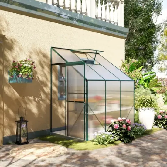 Outsunny Walk-In Garden Greenhouse Aluminum Polycarbonate with Roof Vent for Plants Herbs Vegetables image {2}
