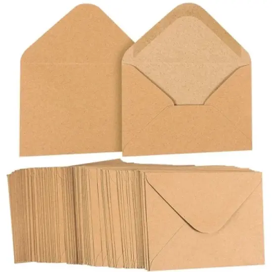 Juvale 100-Count A2 Invitation Envelopes for 5" x 4" Cards & Party Invitations, Kraft Brown image {6}
