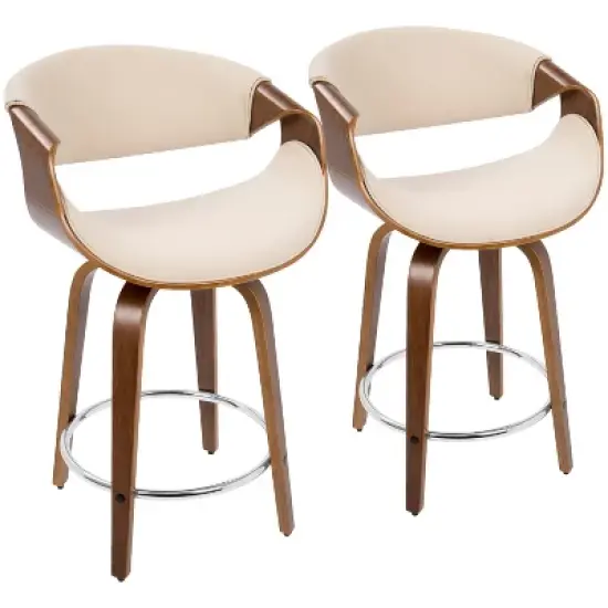 Set of 2 Curvini Mid-Century Modern Counter Height Barstools - LumiSource image {10}