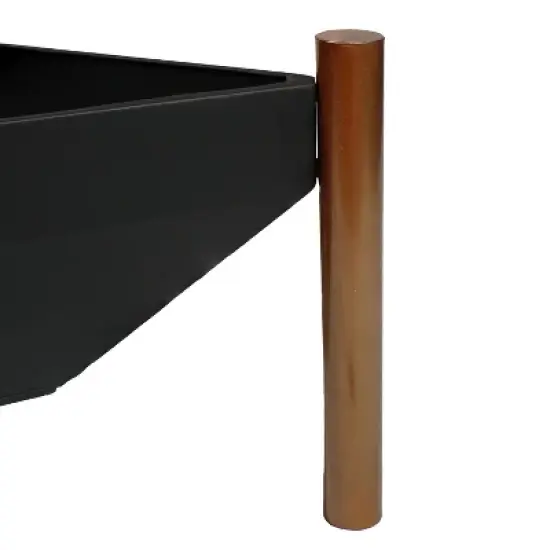 Sunnydaze Outdoor Camping or Backyard Steel Triangle Fire Pit with Wood Grate, Log Poker, and Spark Screen - 31" - Copper Finish image {2}