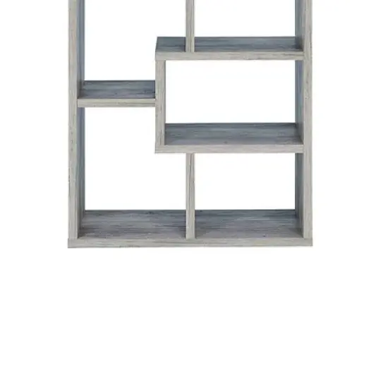 70.75" Distressed Wooden Open Bookcase Brown - Benzara image {3}