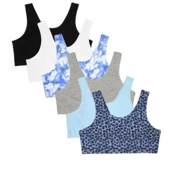  Fruit of the Loom Girls Cotton Stretch Sports Bra 6 Pack image {6}