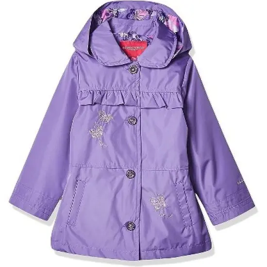 LONDON FOG Girls' Lightweight Hooded Trench Dress Jacket image {8}