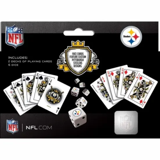 MasterPieces Officially Licensed NFL Pittsburgh Steelers 2-Pack Playing cards & Dice set for Adults image {3}