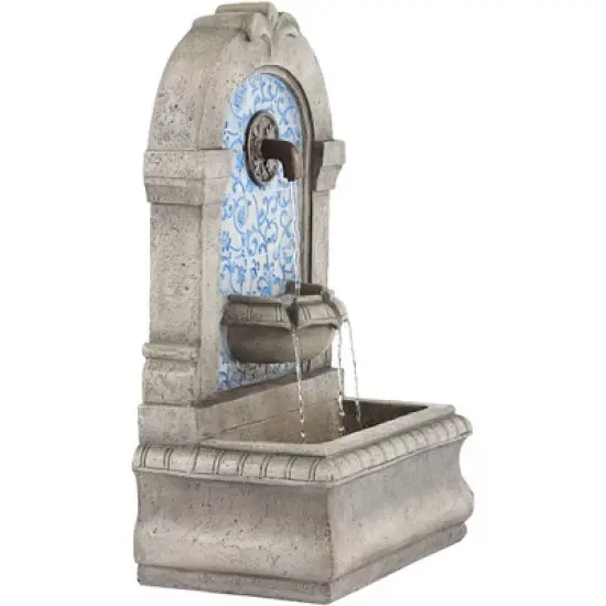 Manhasset 30 1/4" High Large Italian Outdoor Decor Blue Faux Stone Floor Fountain Waterfall Outside Garden Patio Yard Backyard image {5}