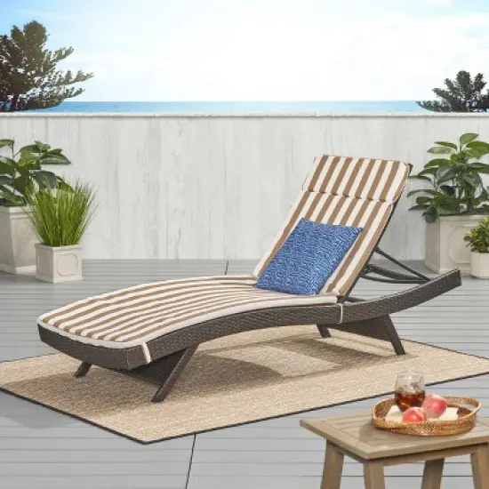 Christopher Knight Home Salem Outdoor Wicker Armless Adjustable Chaise Lounge with Cushion image {20}