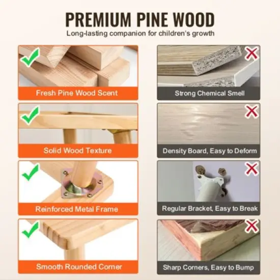 VEVOR Sensory Table and Chairs Set, Toddlers Activity Table with 2 Stools, 2 Storage Bins & Paper Roll Holder, Wooden Kids Sensory Table image {5}