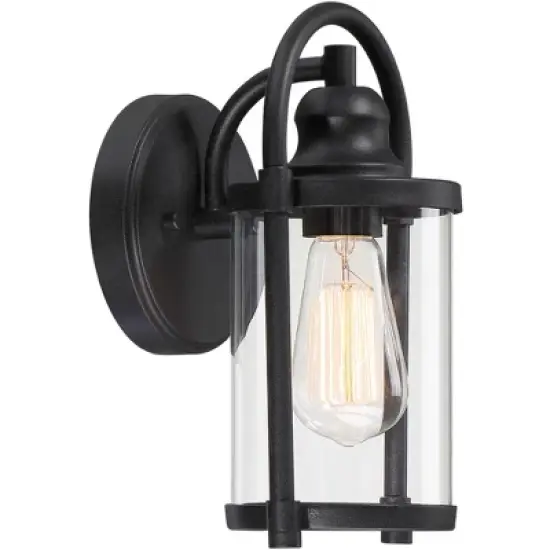 John Timberland Rustic Farmhouse Outdoor Wall Light Fixtures Set of 2 Black 10 1/4" Clear Glass for Exterior Barn Deck House Porch Yard Patio Outside image {5}