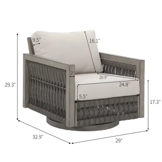 COWLOWN Outdoor Swivel Wicker Chairs Set, Patio Rattan Seating with Cushions, 360 Rotation, Weather-Resistant Design for Porch, Deck, Garden image {3}