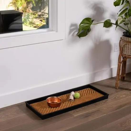 BirdRock Home Rubber Boot Tray with Coir Insert - 34''Lx14''W image {2}