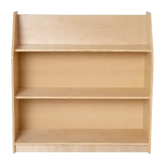 Flash Furniture Natural Wooden 3 Shelf Book Display with Safe, Kid Friendly Curved Edges - Commercial Grade for Daycare, Classroom or Playroom Storage image {8}