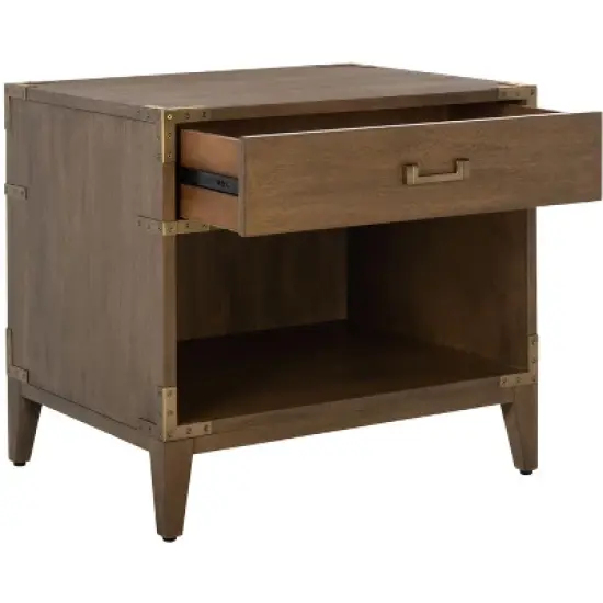 Nisha 1-Drawer Wood Nightstand - SFV7707 - Brown - Safavieh Couture image {4}