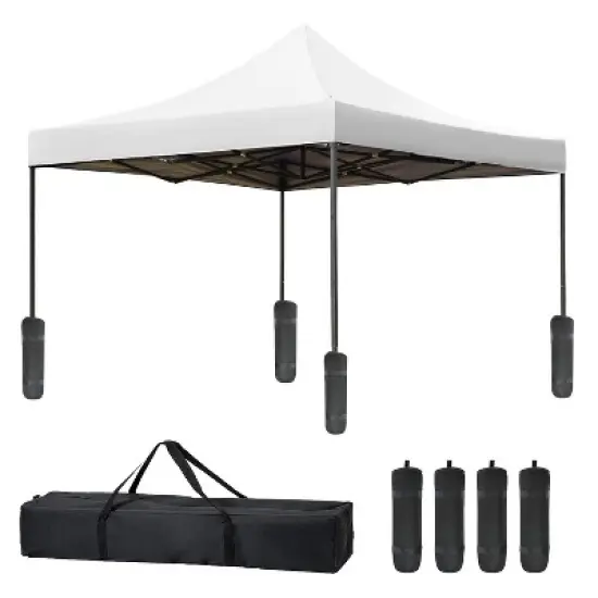 FDW Pop Up Canopy Tent 9.6x9.6 Anti-UV for Parties Camping with Portable Bag image {8}