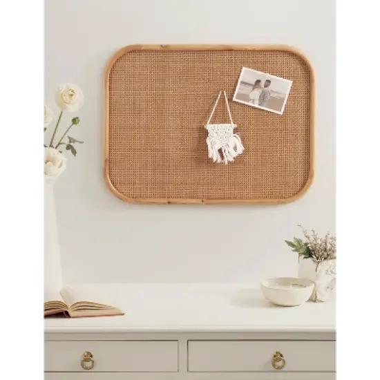 Kate & Laurel All Things Decor&nbsp;20"x36" Planche Rattan Wall Pinboard Rustic Brown image {7}