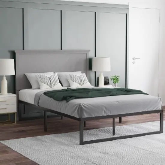 Emma and Oliver Herring Bone Wooden Adjustable Headboard Only image {3}