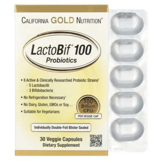 LactoBif Probiotics, 100 Bllion CFU, 8 Active & Clinically Researched Probiotic Strains, Soy-Free, Sugar-Free, Vegetarian, Individually Double-foil image {3}