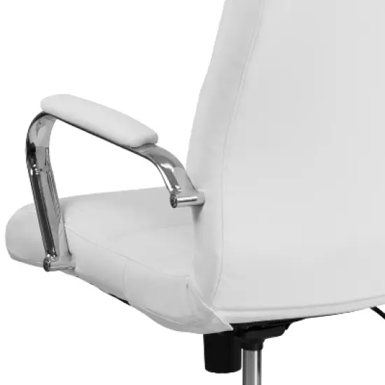 Flash Furniture High Back White LeatherSoft Executive Swivel Office Chair with Chrome Frame and Arms image {4}